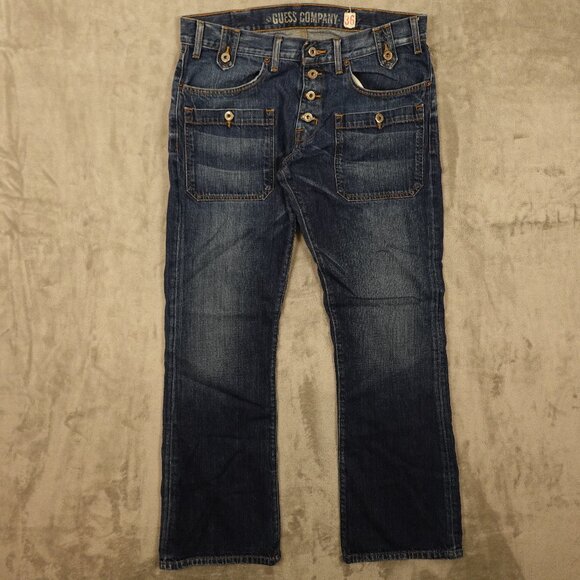 Guess jeans bootcut button fly men's 36 blue denim